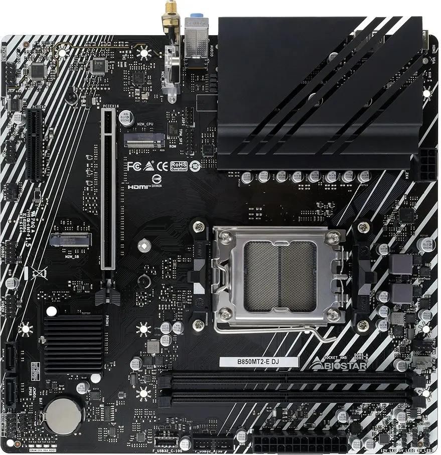 Материнская плата Biostar B850MT2-E DJ, SocketAM5, AMD B850, mATX, Ret