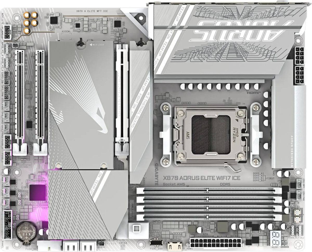 Материнская плата GIGABYTE X870 A ELITE WF7 ICE, SocketAM5, AMD X870, ATX, Ret
