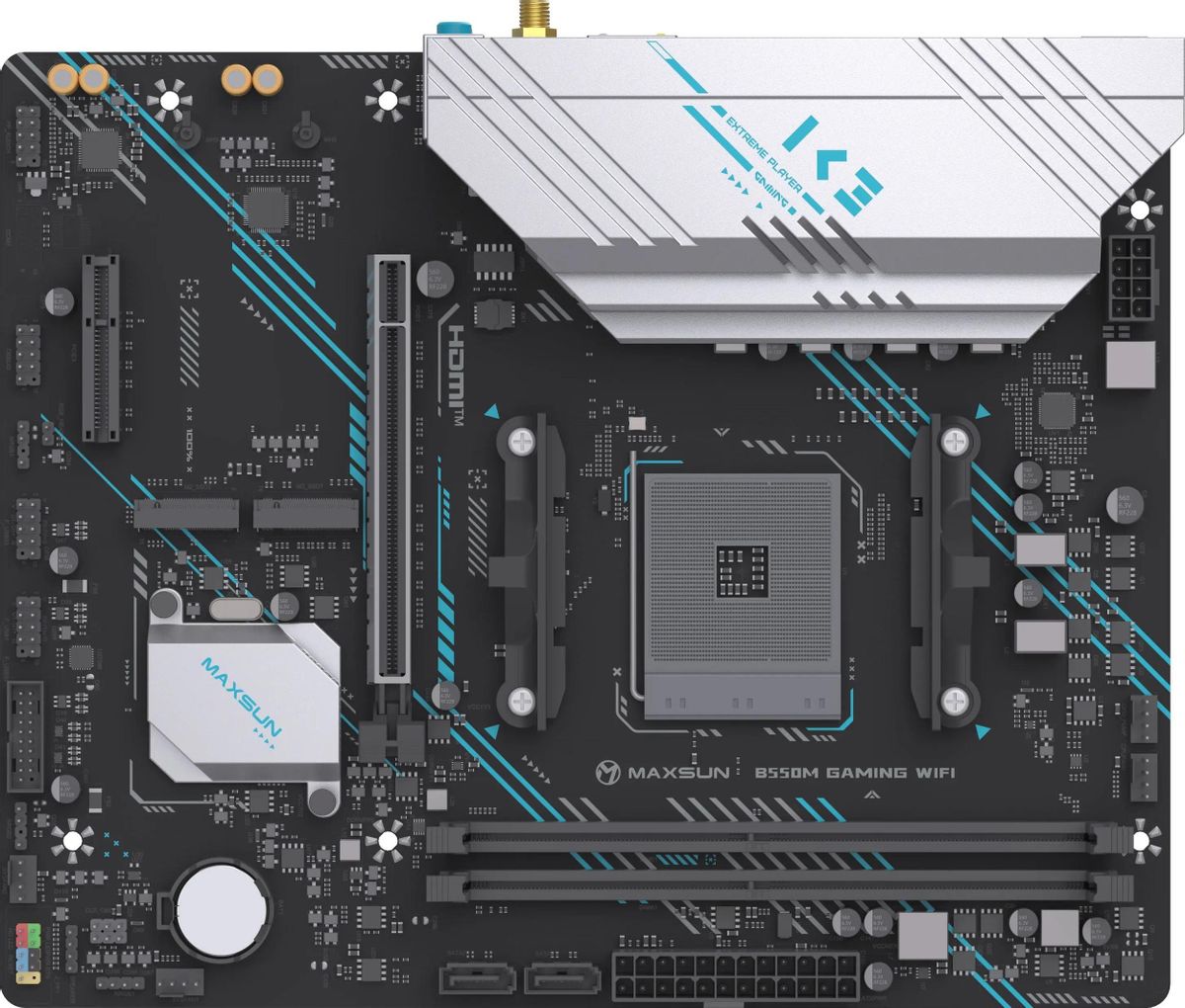 Материнская плата MAXSUN B550M Gaming WIFI, SocketAM4, AMD B550, mATX, BULK