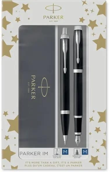 Набор ручек Parker IM Core FK221 (2093215) Black CT руч.пер./руч.шар. ст.нерж. подар.кор.