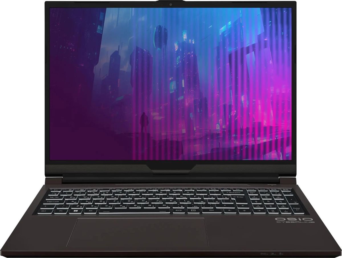 Ноутбук игровой OSIO CyberLine C160i-002 16", 2024, IPS, Intel Core i5 12600H 2.7ГГц, 12-ядерный, 16ГБ DDR4, 512ГБ SSD,  NVIDIA GeForce  RTX 4050 для ноутбуков - 6 ГБ, без операционной системы, коричн