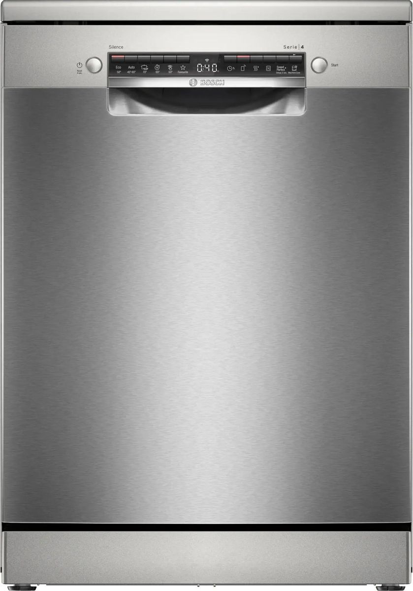 Посудомоечная машина Bosch Serie 4 SMS4HVI00E,  полноразмерная, напольная, 60см, загрузка 14 комплектов, серебристая