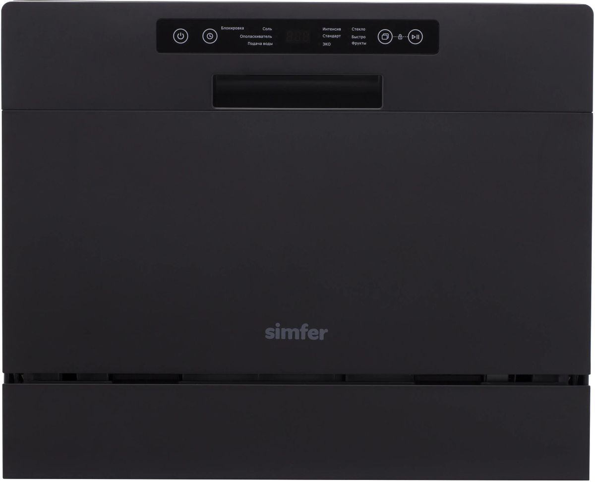 Посудомоечная машина Simfer DBB6602,  компактная, настольная, 55см, загрузка 6 комплектов, черный