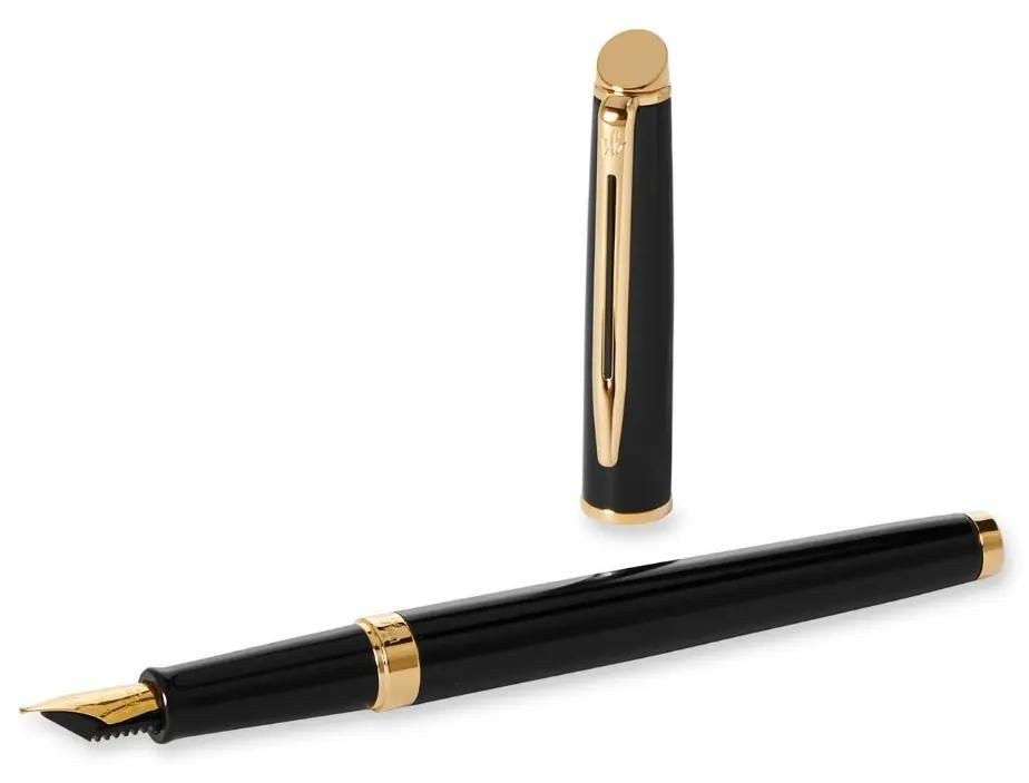 Ручка перьев. Waterman Hemisphere (CWS0920710) Matte Black GT F ст.нерж. подар.кор.