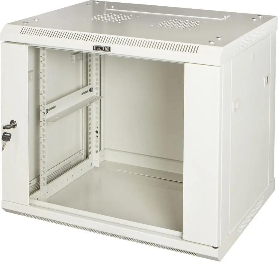 Шкаф коммутационный LanMaster Pro TWT-CBWPG-12U-6X8-GY настенный,  стеклянная передняя дверь,  12U,  600x800 мм