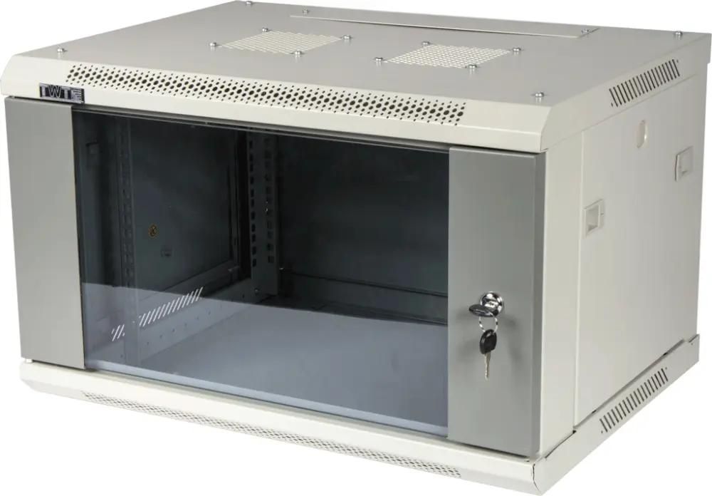 Шкаф коммутационный LanMaster TWT-CBWPG-18U-6X6-GY настенный,  стеклянная передняя дверь,  18U,  600x902x600 мм