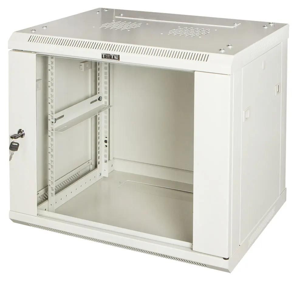 Шкаф коммутационный LanMaster TWT-CBWPG-6U-6X6-GY настенный,  стеклянная передняя дверь,  6U,  600x368x600 мм