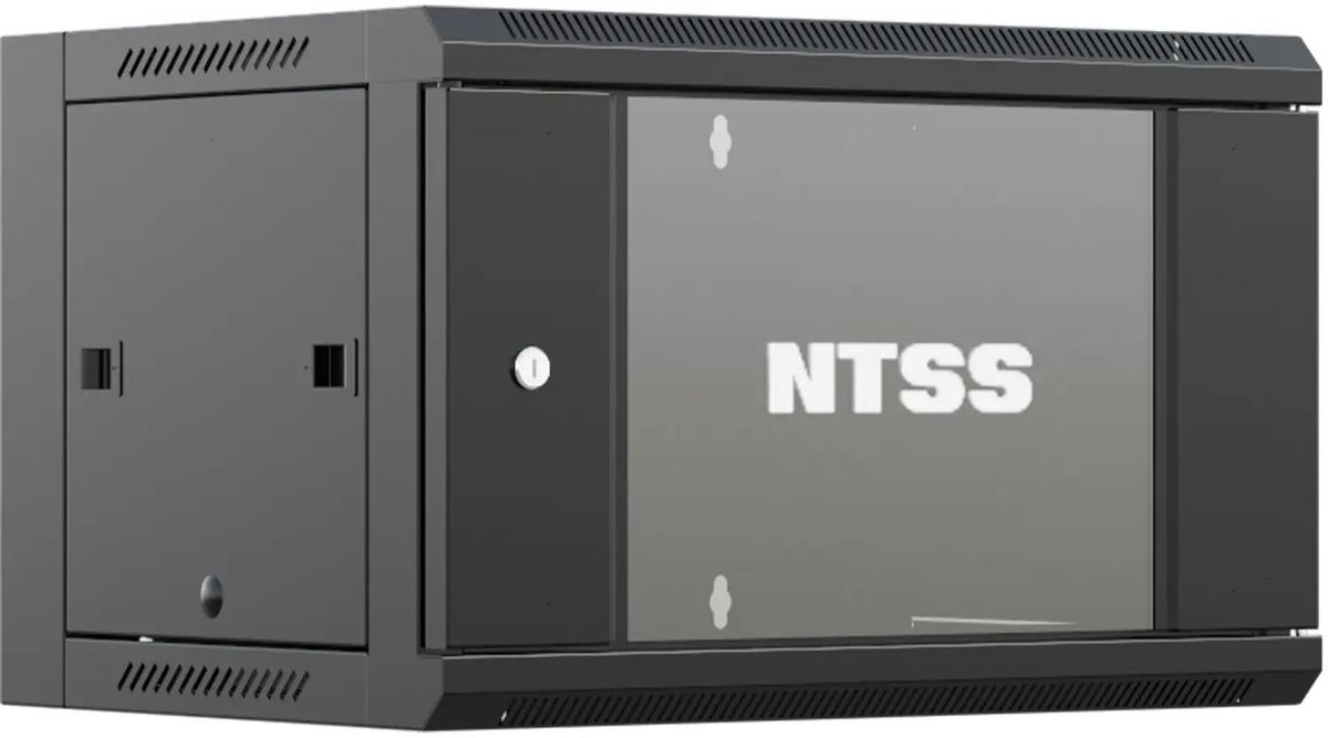 Шкаф коммутационный NTSS NTSS-W9U6060GS-BL настенный,  стеклянная передняя дверь,  9U,  570x500x600 мм