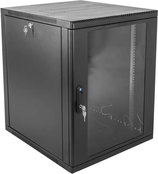 Шкаф коммутационный ЦМО ШРН-12.500-9005 настенный,  стеклянная передняя дверь,  12U,  600x612x529 мм