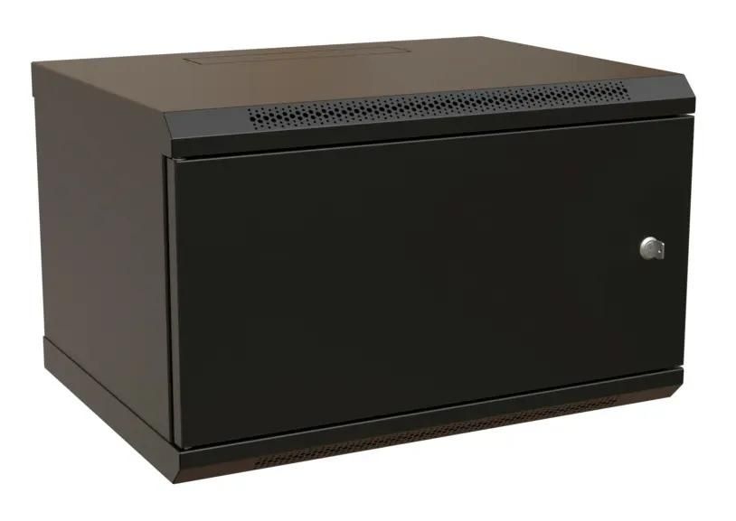 Шкаф коммутационный WRLINE WR-TW-0666-SR-RAL9004 настенный,  металлическая передняя дверь,  6U,  600x367x600 мм