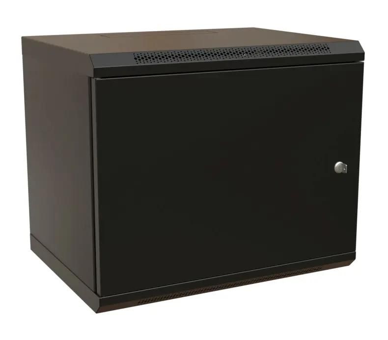 Шкаф коммутационный WRLINE WR-TW-1245-SR-RAL9004 настенный,  металлическая передняя дверь,  12U,  600x650x450 мм