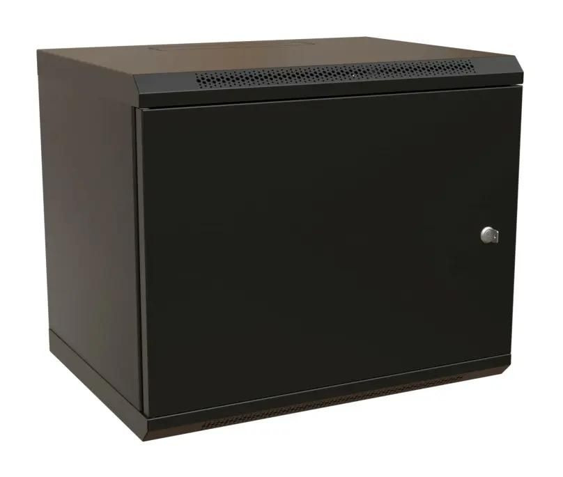 Шкаф коммутационный WRLINE WR-TW-1266-SR-RAL9004 настенный,  металлическая передняя дверь,  12U,  600x650x600 мм
