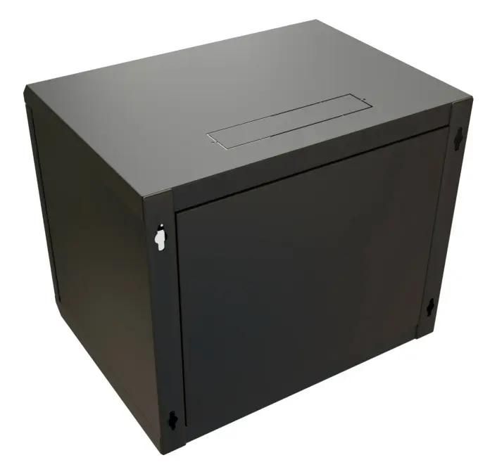 Шкаф коммутационный WRLINE WR-TW-1566-SR-RAL9004 настенный,  металлическая передняя дверь,  15U,  600x775x600 мм