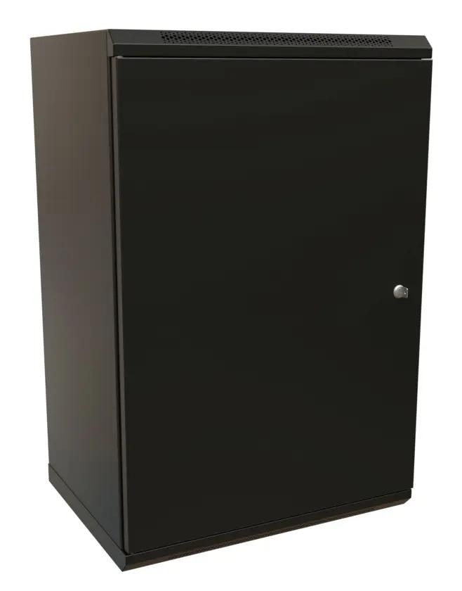 Шкаф коммутационный WRLINE WR-TW-1845-SR-RAL9004 настенный,  металлическая передняя дверь,  18U,  600x908x450 мм
