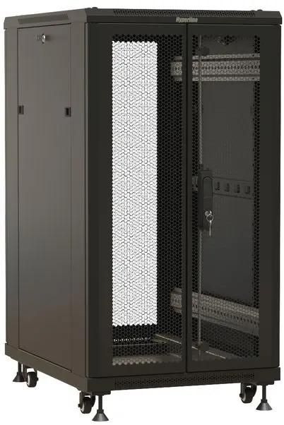Шкаф серверный Hyperline TTBR-2268-DD-RAL9004 TTBR-2268-DD-RAL9004 напольный,  перфорированная стальная передняя дверь,  22U,  600x1166x800 мм