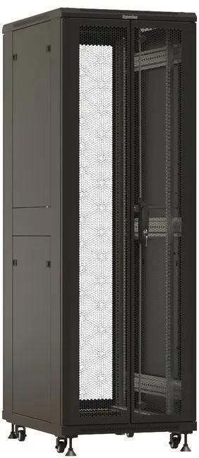 Шкаф серверный Hyperline TTBR-4261-DD-RAL9004 напольный,  перфорированная двустворчатая передняя дверь,  42U,  600x2055x1000 мм