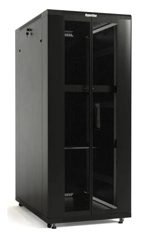Шкаф серверный Hyperline TTBR-4281-DD-RAL9004 напольный,  перфорированная двустворчатая передняя дверь,  42U,  800x2055x1000 мм