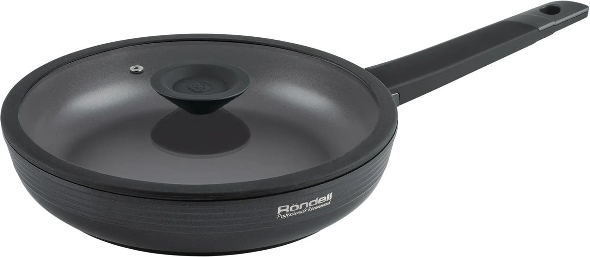 Сковорода Rondell Kontur RDA-1486, 24см, с крышкой,  антипригарное покрытие, алюминиевая