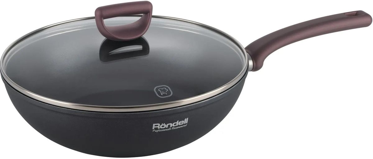 Сковорода ВОК (WOK) Rondell Fest RDA-1527, 28см, с крышкой,  антипригарное покрытие, алюминиевая