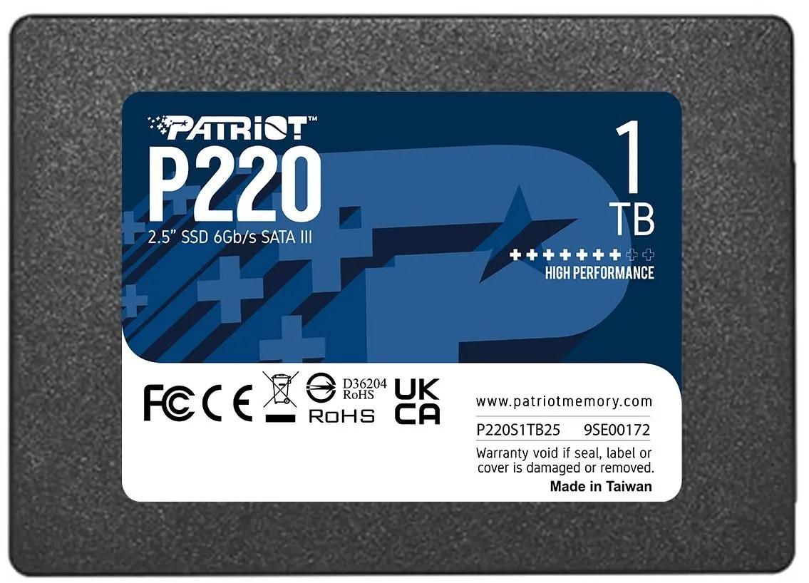 SSD накопитель Patriot P220 P220S1TB25 1ТБ, 2.5", SATA III,  SATA