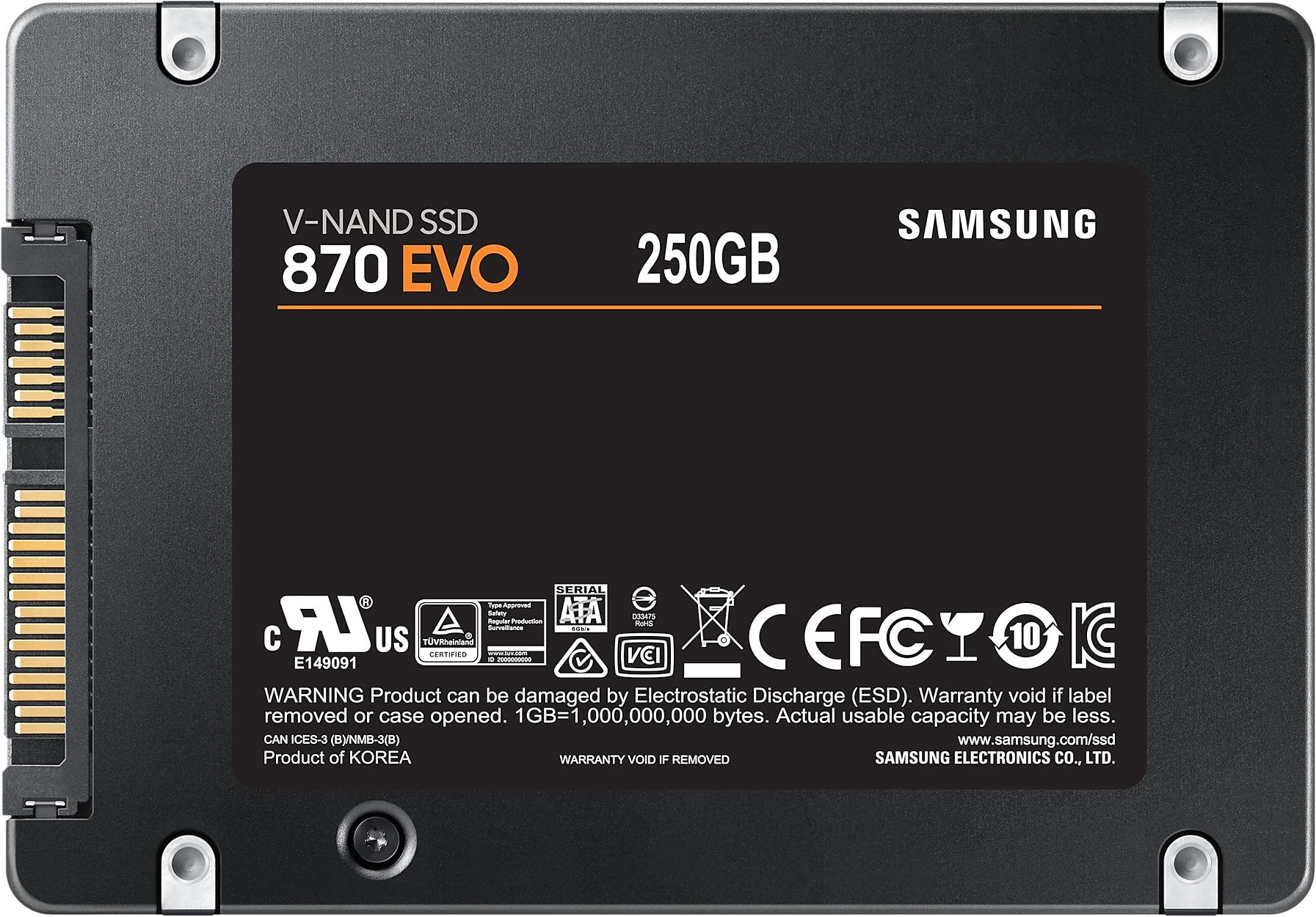 SSD накопитель Samsung 870 EVO MZ-77E250B/KR 250ГБ, 2.5", SATA III,  SATA