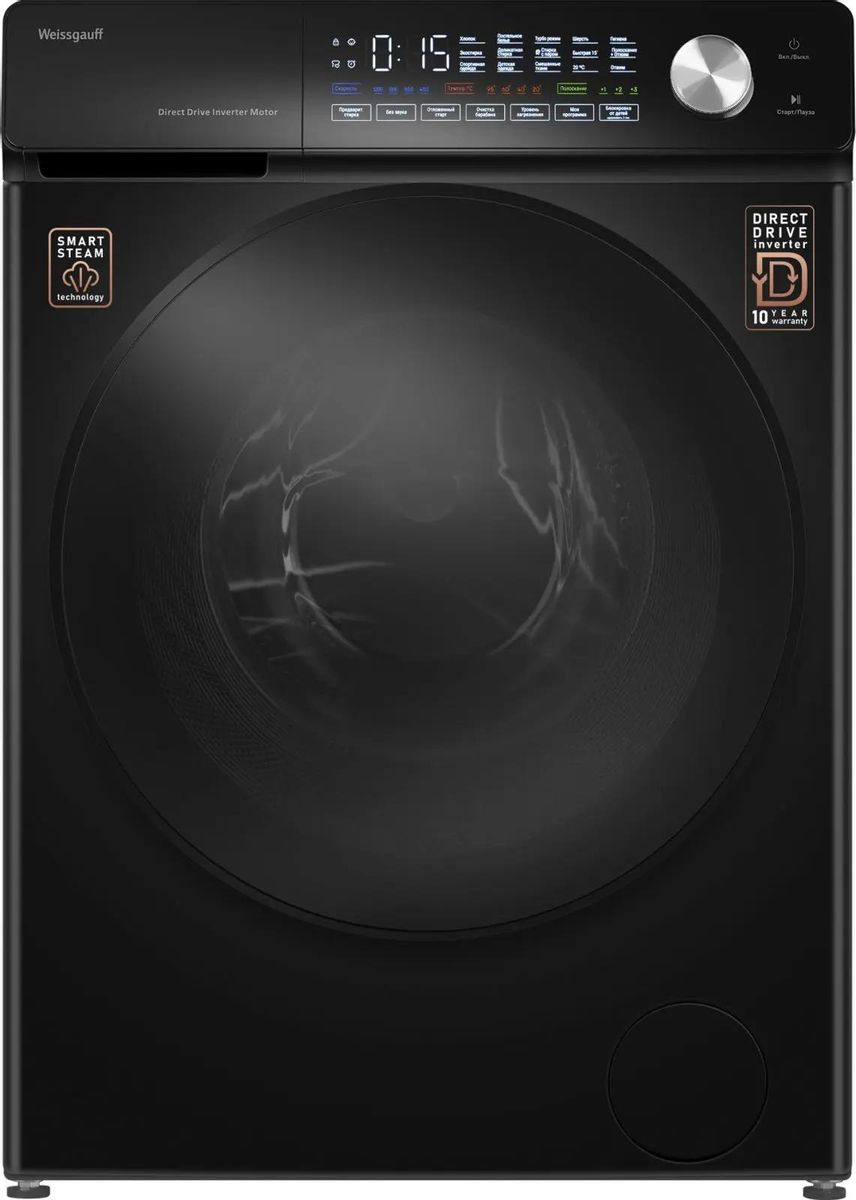 Стиральная машина WEISSGAUFF WM 45126 Steam Direct Drive, с фронтальной загрузкой, с паром, 6кг, 1200об/мин, инверторная