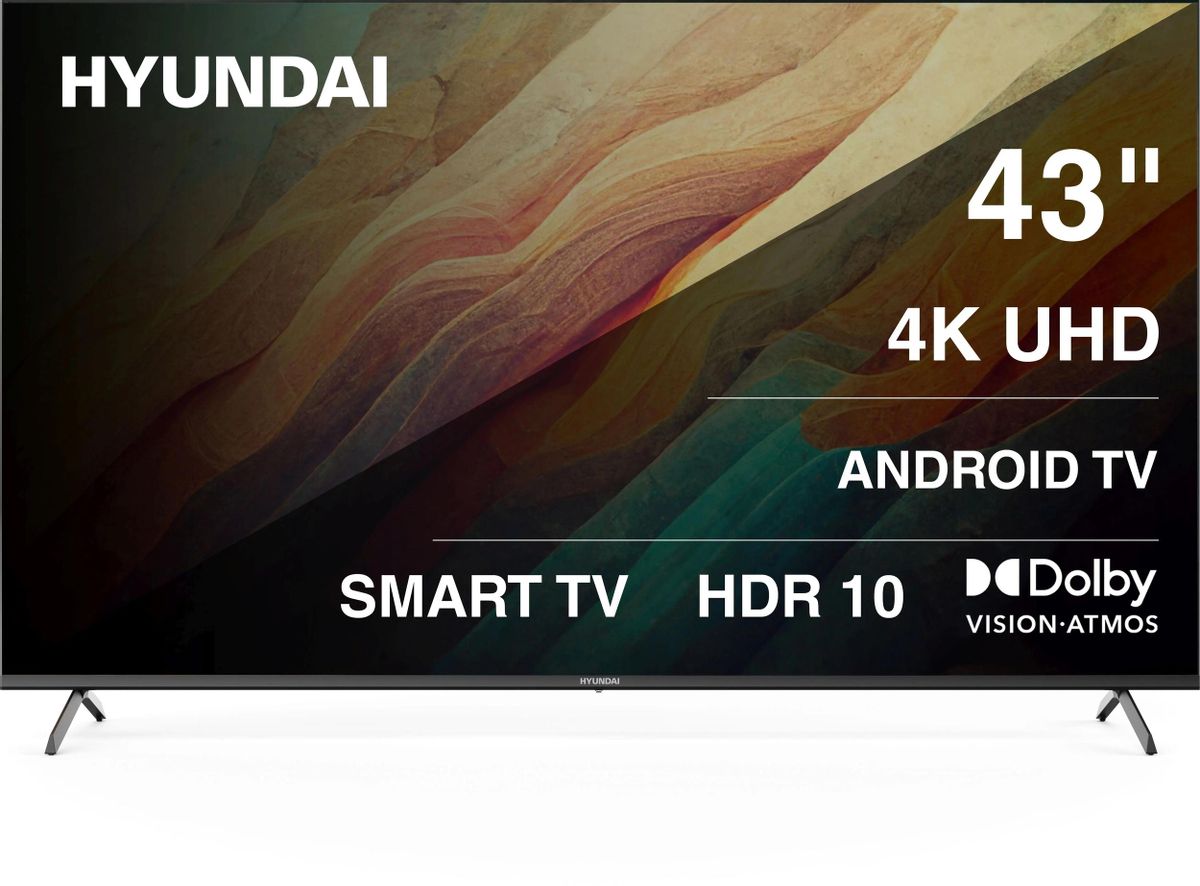 Телевизор Hyundai 43&quot; LED, UHD, Smart TV (Android TV), Звук (20 Вт (2x10 Вт), 3xHDMI, 2xUSB, 1xRJ-45, Черный, H-LED43BU7009