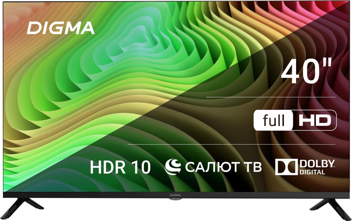 Телевизор LED Digma 40&quot; DM-LED40SBB36 Салют ТВ Frameless Metal черный FULL HD 60Hz DVB-T DVB-T2 DVB-C DVB-S DVB-S2 USB WiFi Smart TV