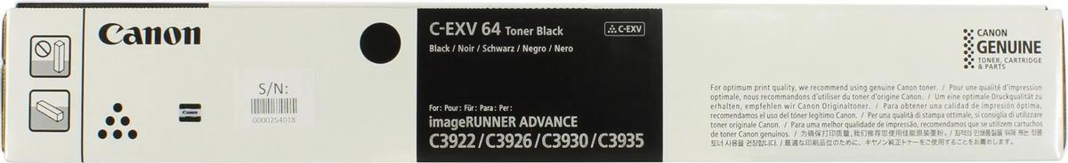 Тонер Canon C-EXV64BK,  для imageRUNNER ADVANCE DX C3926i,  черный, 950грамм, туба