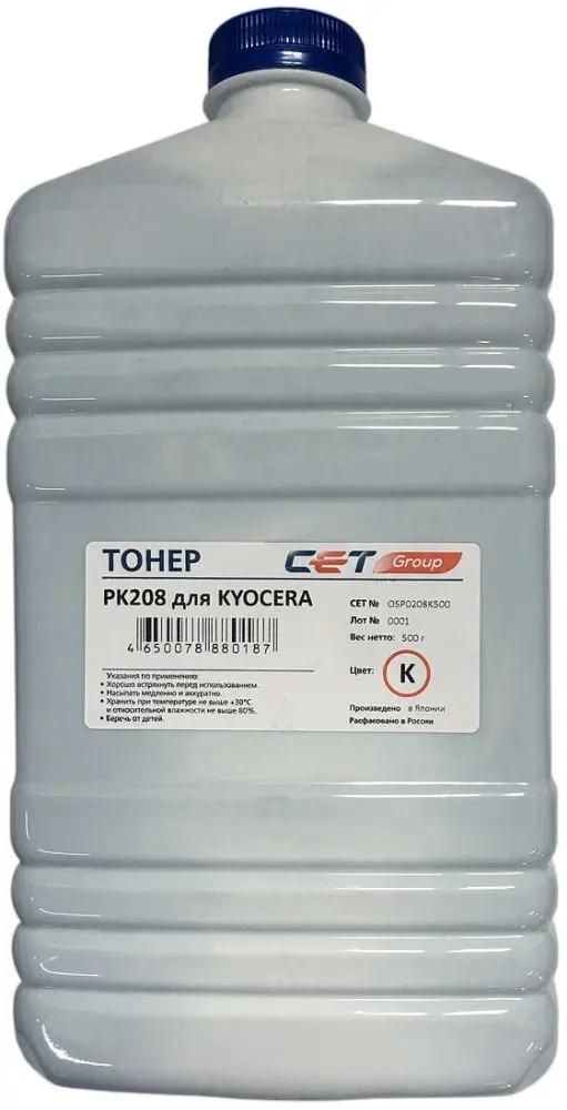 Тонер CET PK208,  для Kyocera Ecosys M5521cdn/M5526cdw/P5021cdn/P5026cdn,  черный, 500грамм, бутылка