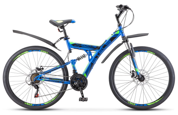 Велосипед Stels Focus 27,5' MD 21 sp V010 Синий/Неоновый-зеленый (LU089832)