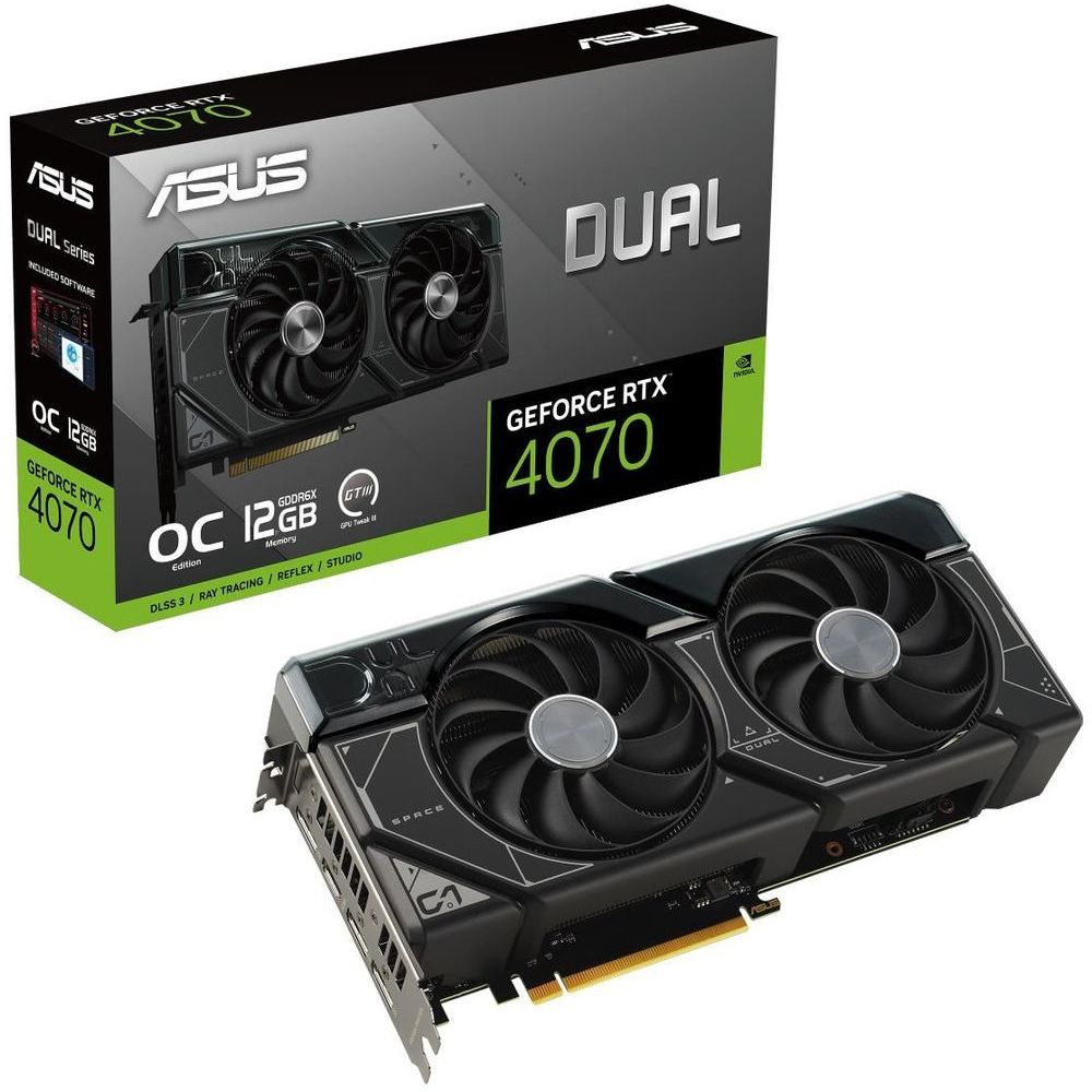 Видеокарта ASUS NVIDIA  GeForce RTX 4070 DUAL-RTX4070-O12G 12ГБ GDDR6X, OC,  Ret