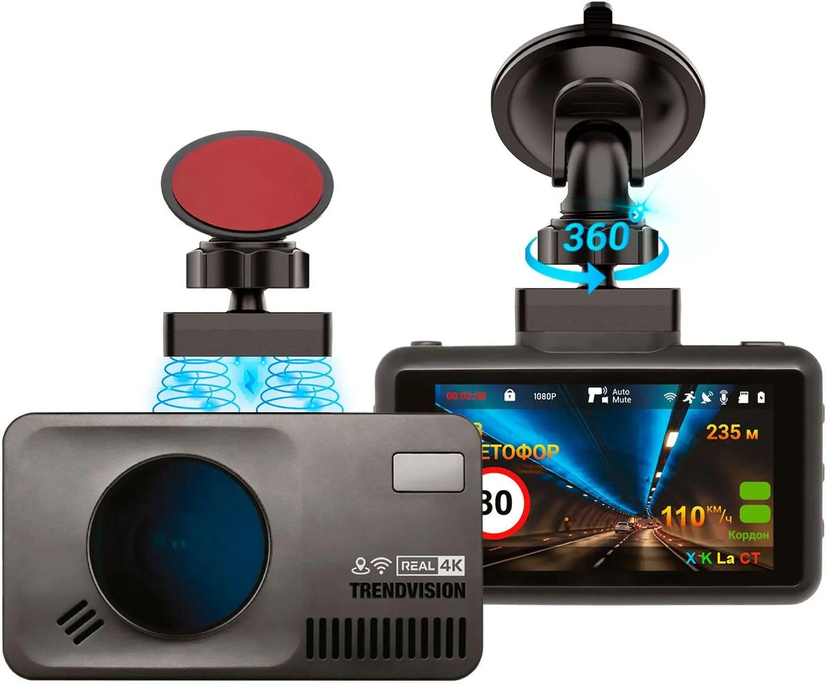 Видеорегистратор с радар-детектором TrendVision DriveCam Real 4K Signature LNA,  GPS,  ГЛОНАСС